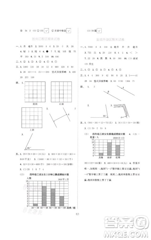 北方妇女儿童出版社2021秋江苏金考卷数学四年级上册江苏版答案 北方妇女儿童出版社2021秋江苏金考卷数学四年级上册江苏版答案