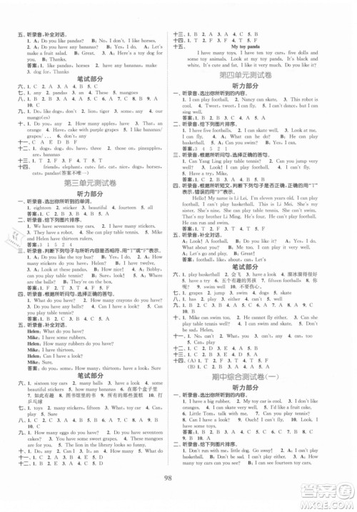 北方妇女儿童出版社2021秋江苏金考卷英语四年级上册江苏版答案 北方妇女儿童出版社2021秋江苏金考卷英语四年级上册江苏版答案