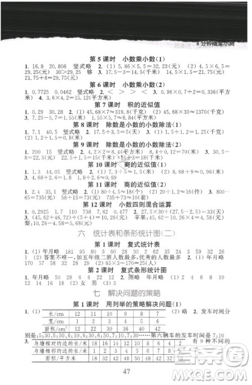 北方妇女儿童出版社2021秋江苏金考卷数学五年级上册江苏版答案
