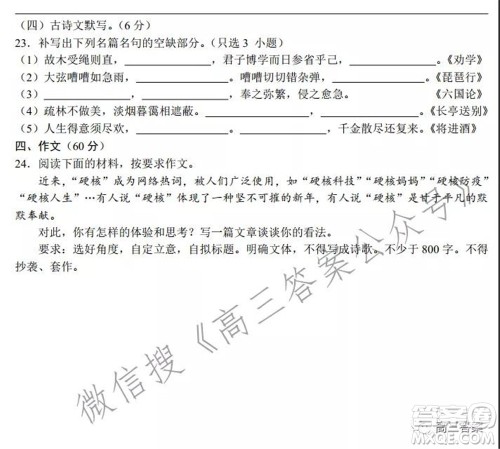 浙江省普通高等学校招生考试模拟卷二语文试题及答案