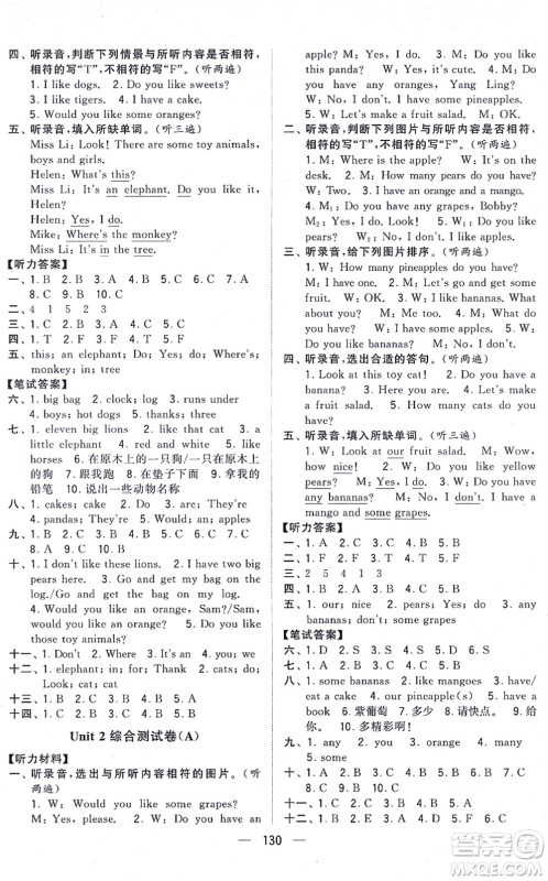 宁夏人民教育出版社2021学霸提优大试卷四年级英语上册江苏国标版答案