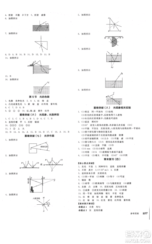 天津人民出版社2021全品作业本八年级上册物理人教版河北专版参考答案 天津人民出版社2021全品作业本八年级上册物理人教版河北专版参考答案