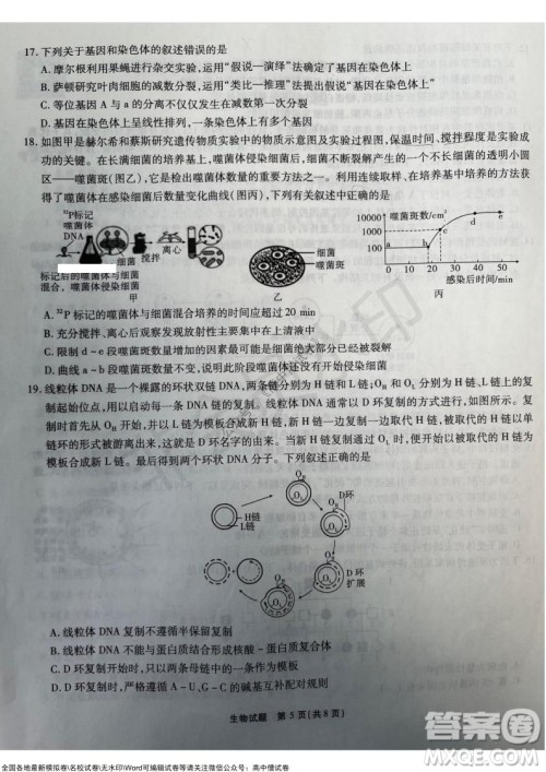 重庆市高2022届高三第三次质量检测生物试题及答案