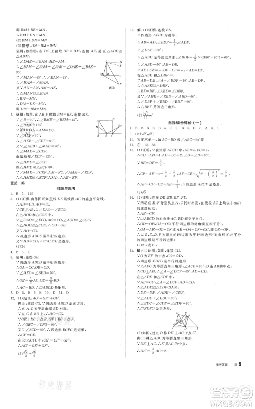 阳光出版社2021全品作业本九年级上册数学北师大版参考答案