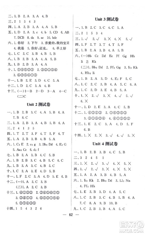 河海大学出版社2021棒棒堂学霸提优课时作业三年级英语上册江苏专版答案