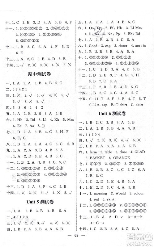 河海大学出版社2021棒棒堂学霸提优课时作业三年级英语上册江苏专版答案