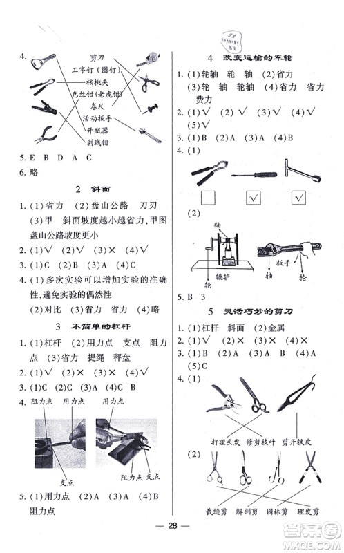 宁夏人民教育出版社2021棒棒堂学霸课时作业六年级科学上册JK教科版答案