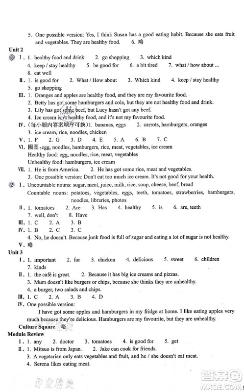浙江教育出版社2021英语作业本七年级上册AB本W外研版答案