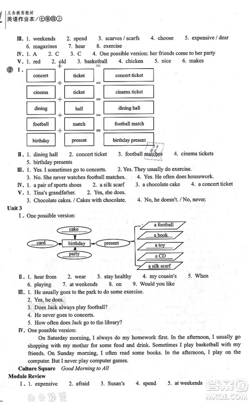 浙江教育出版社2021英语作业本七年级上册AB本W外研版答案 浙江教育出版社2021英语作业本七年级上册AB本W外研版答案