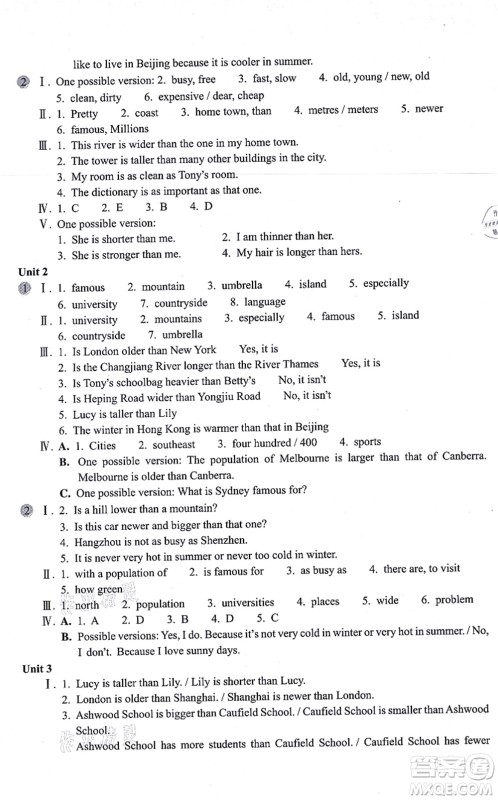 浙江教育出版社2021英语作业本八年级上册AB本W外研版答案
