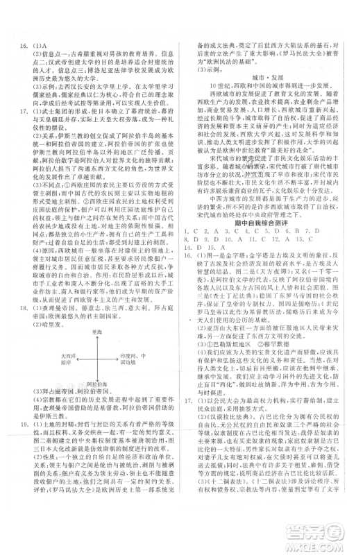 延边教育出版社2021全品作业本九年级上册历史人教版山西专版参考答案