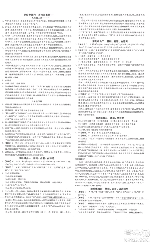 延边教育出版社2021全品作业本九年级语文人教版河南专版参考答案