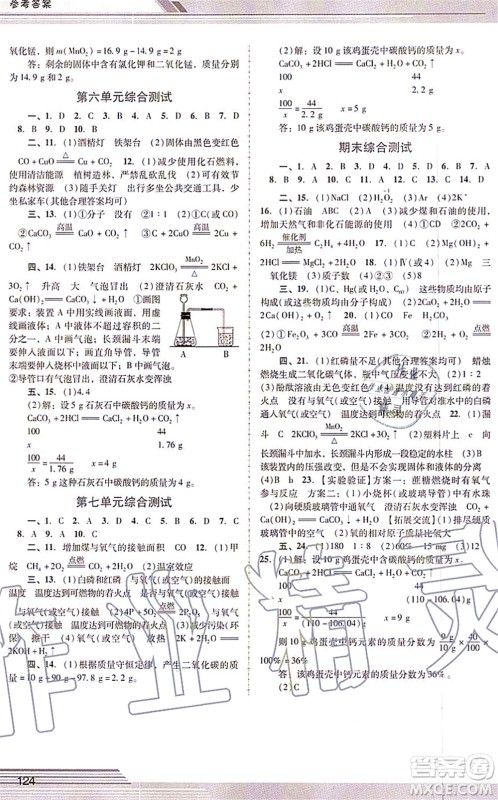 广西师范大学出版社2021新课程学习辅导九年级化学上册人教版中山专版答案 广西师范大学出版社2021新课程学习辅导九年级化学上册人教版中山专版答案