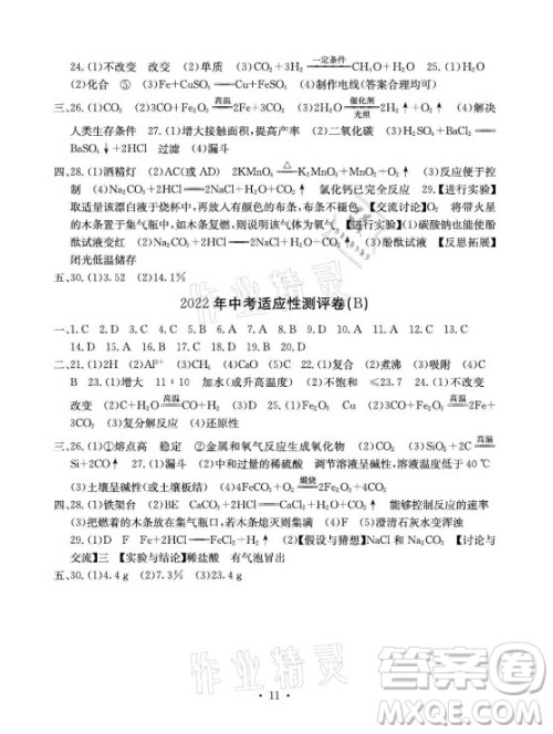 光明日报出版社2021大显身手素质教育单元测评卷化学九年级全一册科粤版答案