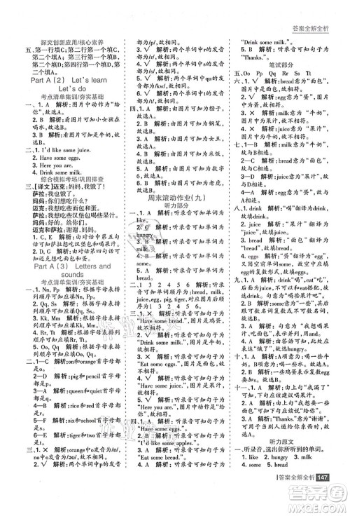 黑龙江教育出版社2021考点集训与满分备考三年级英语上册人教版答案