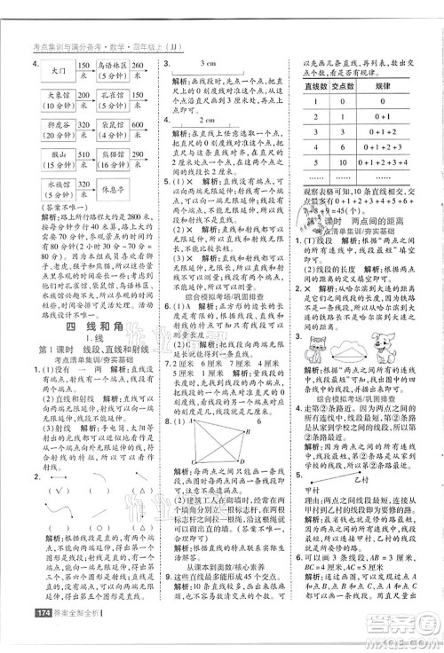 黑龙江教育出版社2021考点集训与满分备考四年级数学上册JJ冀教版答案