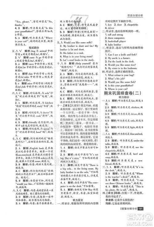 黑龙江教育出版社2021考点集训与满分备考四年级英语上册人教版答案