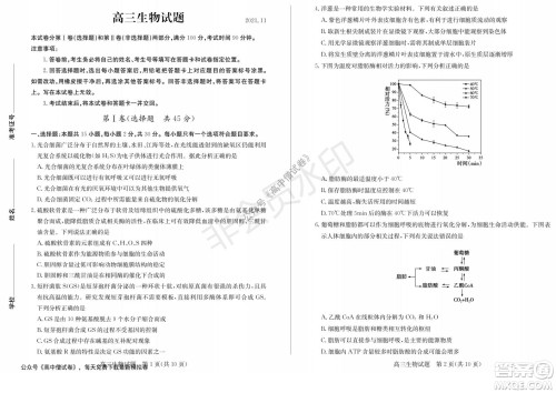 山东省德州市2021-2022学年高三上学期期中考试生物试题及答案