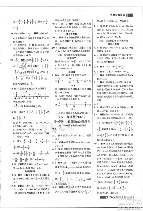 黑龙江教育出版社2021考点集训与满分备考七年级数学上册JJ冀教版答案