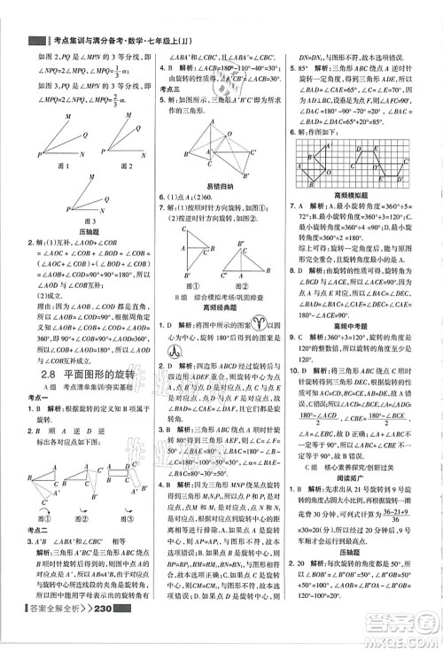 黑龙江教育出版社2021考点集训与满分备考七年级数学上册JJ冀教版答案