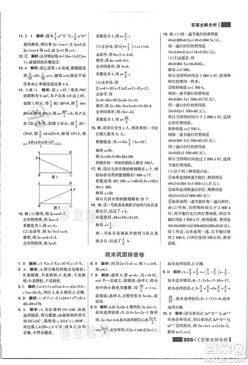 黑龙江教育出版社2021考点集训与满分备考七年级数学上册JJ冀教版答案