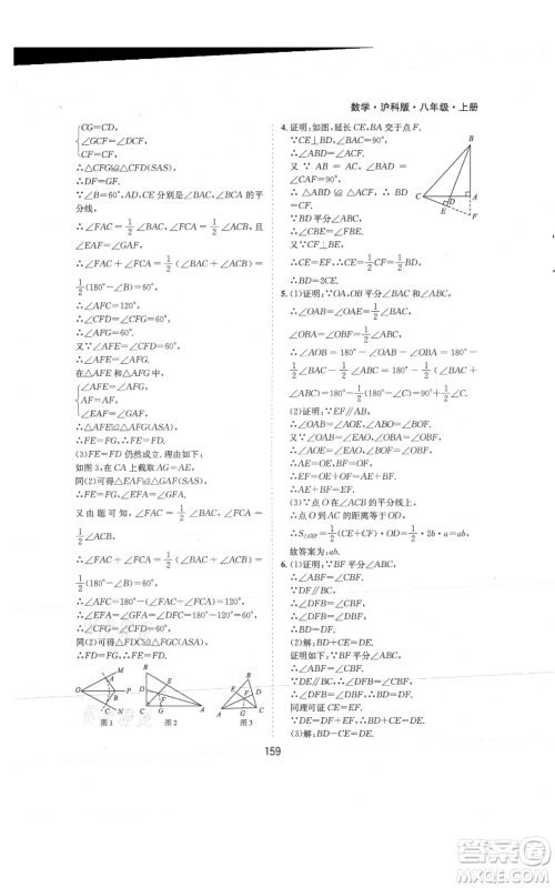 黄山书社2021新编基础训练八年级上册数学沪科版参考答案