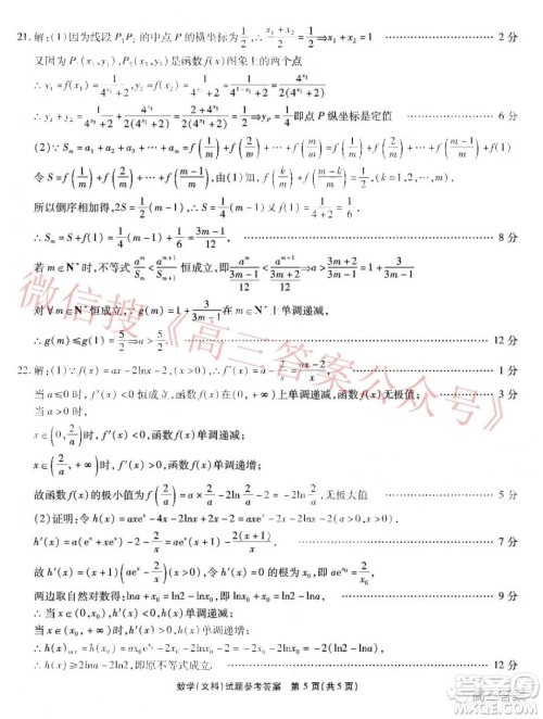 江淮十校2022届高三第二次联考文科数学试题及答案