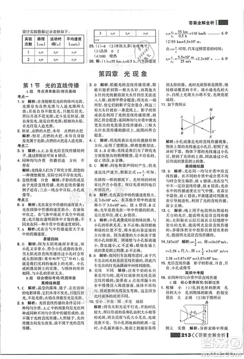 黑龙江教育出版社2021考点集训与满分备考八年级物理上册人教版答案 黑龙江教育出版社2021考点集训与满分备考八年级物理上册人教版答案