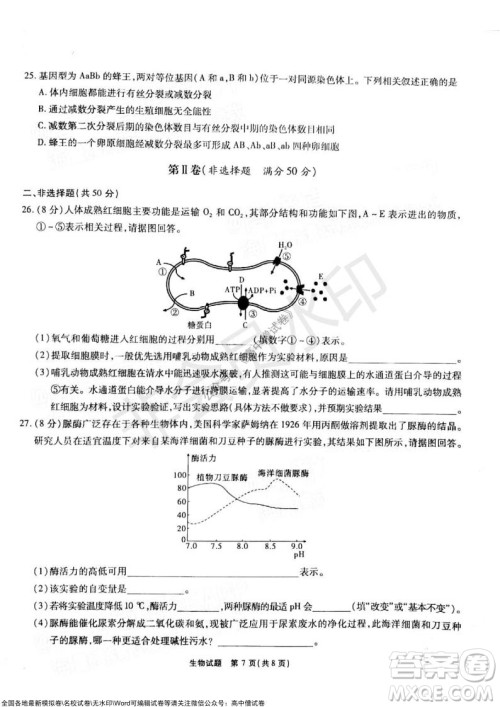 江淮十校2022届高三第二次联考生物试题及答案