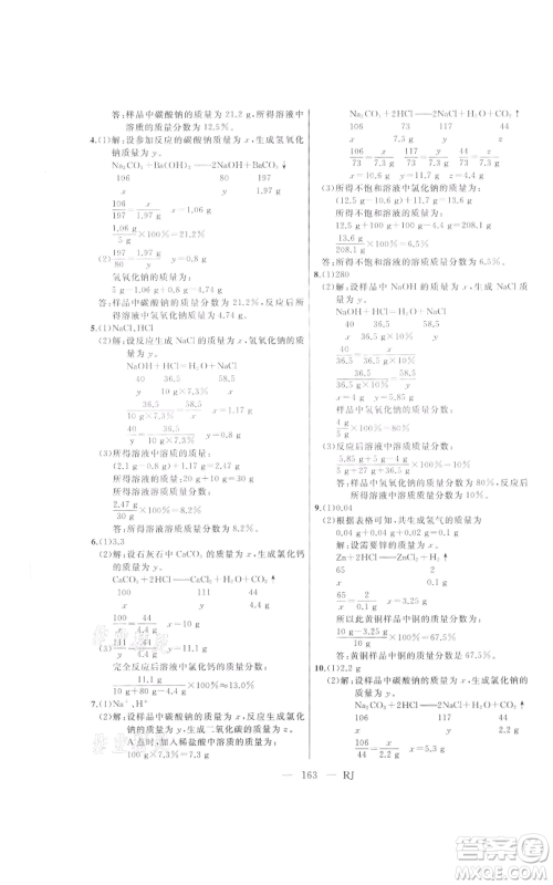 延边人民出版社2021总复习测试九年级化学人教版参考答案