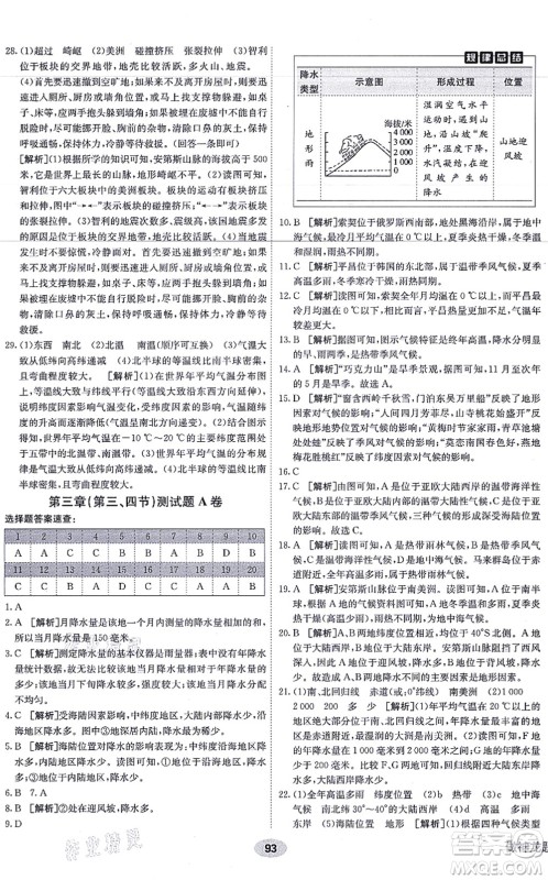 新疆青少年出版社2021海淀单元测试AB卷七年级地理上册RJ人教版答案 新疆青少年出版社2021海淀单元测试AB卷七年级地理上册RJ人教版答案