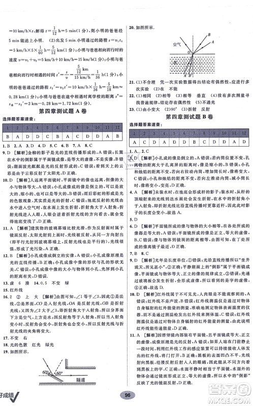 新疆青少年出版社2021海淀单元测试AB卷八年级物理上册人教版答案 新疆青少年出版社2021海淀单元测试AB卷八年级物理上册人教版答案