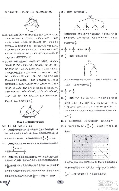 新疆青少年出版社2021海淀单元测试AB卷九年级数学全一册RJ人教版答案 新疆青少年出版社2021海淀单元测试AB卷九年级数学全一册RJ人教版答案