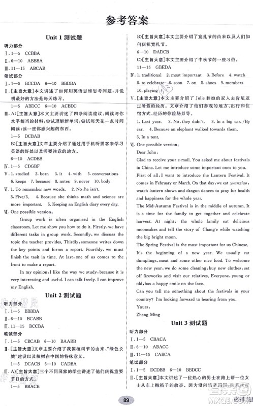 新疆青少年出版社2021海淀单元测试AB卷九年级英语全一册RJ人教版答案 新疆青少年出版社2021海淀单元测试AB卷九年级英语全一册RJ人教版答案
