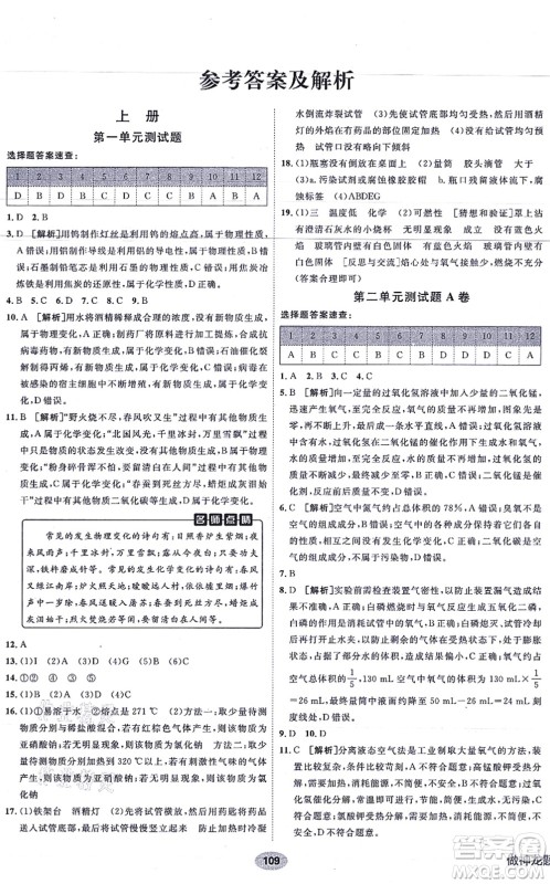 新疆青少年出版社2021海淀单元测试AB卷九年级化学全一册RJ人教版答案 新疆青少年出版社2021海淀单元测试AB卷九年级化学全一册RJ人教版答案