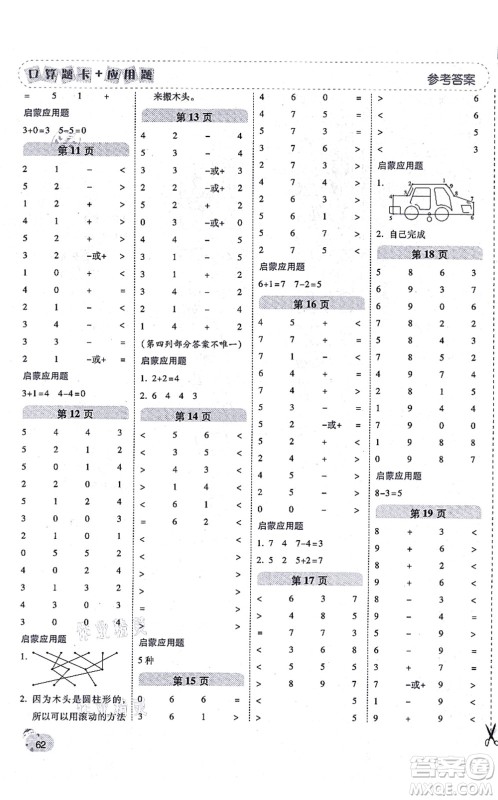 陕西师范大学出版总社有限公司2021倍速学习法口算题卡+应用题一日一练一年级数学上册RJ人教版黄冈专版答案
