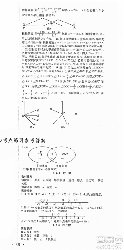 合肥工业大学出版社2021七天学案学练考七年级数学上册RJ人教版答案