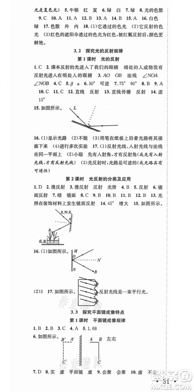 合肥工业大学出版社2021七天学案学练考八年级物理上册HY沪粤版答案