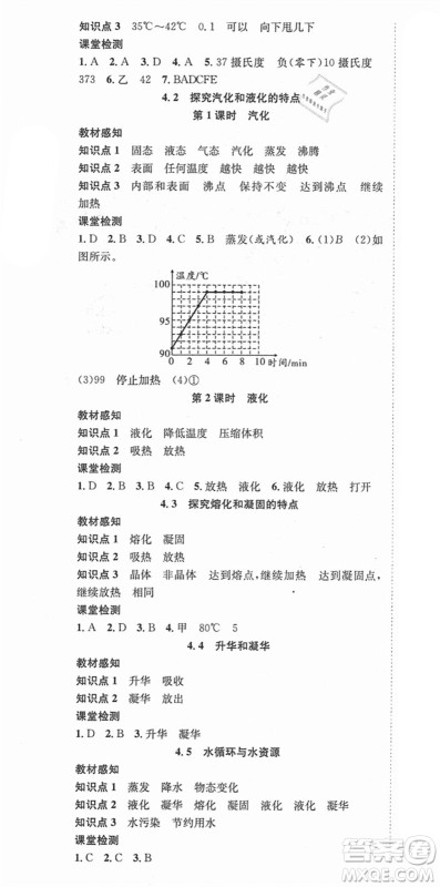 合肥工业大学出版社2021七天学案学练考八年级物理上册HY沪粤版答案