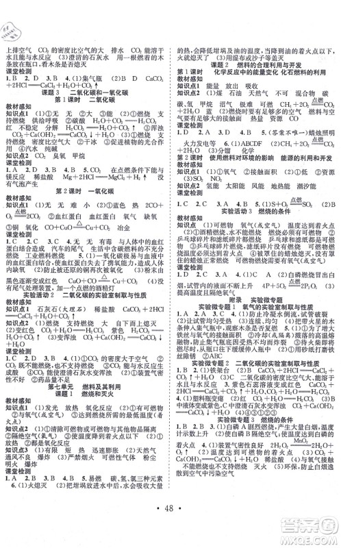 合肥工业大学出版社2021七天学案学练考九年级化学上册RJ人教版答案 合肥工业大学出版社2021七天学案学练考九年级化学上册RJ人教版答案