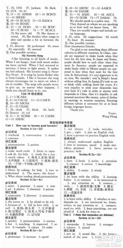合肥工业大学出版社2021七天学案学练考九年级英语上册RJ人教版答案 合肥工业大学出版社2021七天学案学练考九年级英语上册RJ人教版答案
