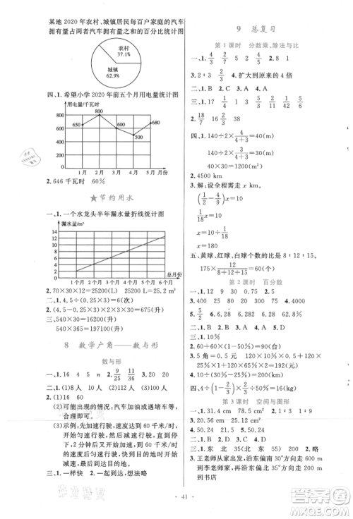 人民教育出版社2021小学同步测控优化设计六年级上册数学人教精编版参考答案