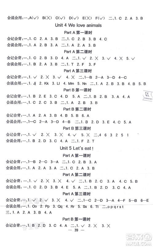 河北教育出版社2021七彩课堂三年级英语上册人教PEP版答案 河北教育出版社2021七彩课堂三年级英语上册人教PEP版答案