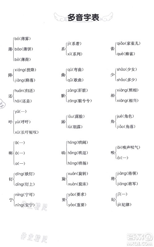 河北教育出版社2021七彩课堂四年级语文上册人教版广西专版答案