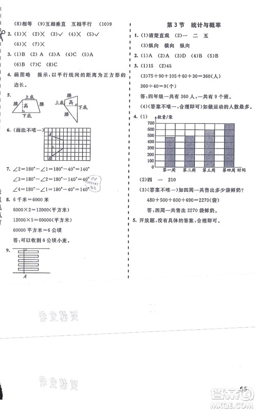 河北教育出版社2021七彩课堂四年级数学上册人教版答案