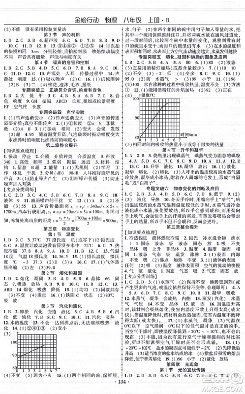 云南美术出版社2021金榜行动课时导学案八年级物理上册R人教版答案