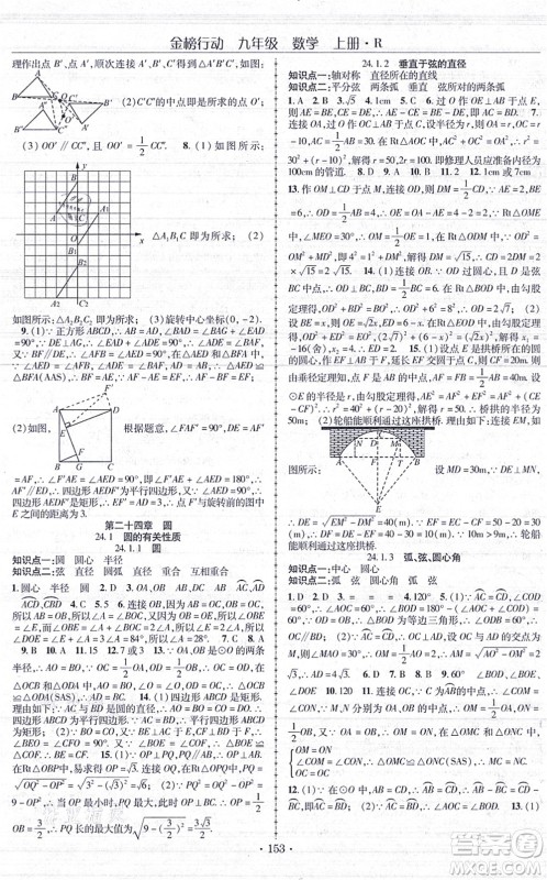 云南美术出版社2021金榜行动课时导学案九年级数学上册R人教版答案 云南美术出版社2021金榜行动课时导学案九年级数学上册R人教版答案