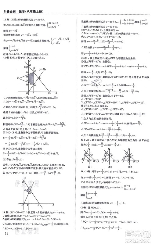 四川科学技术出版社2021秋B卷必刷八年级数学上册BS北师版答案