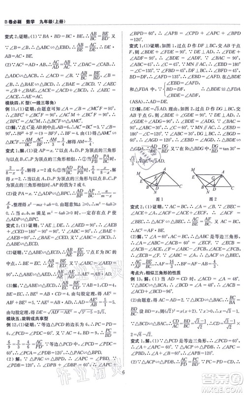 天地出版社2021秋B卷必刷九年级数学全一册BS北师版答案