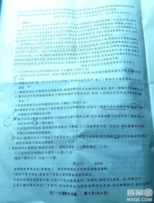 2022届九江十校高三11月联考语文试题及答案 2022届九江十校高三11月联考语文试题及答案